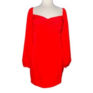 A6 Princess Polly Red Mini Dress Sweetheart Neckline Long Sleeve Party Size 10